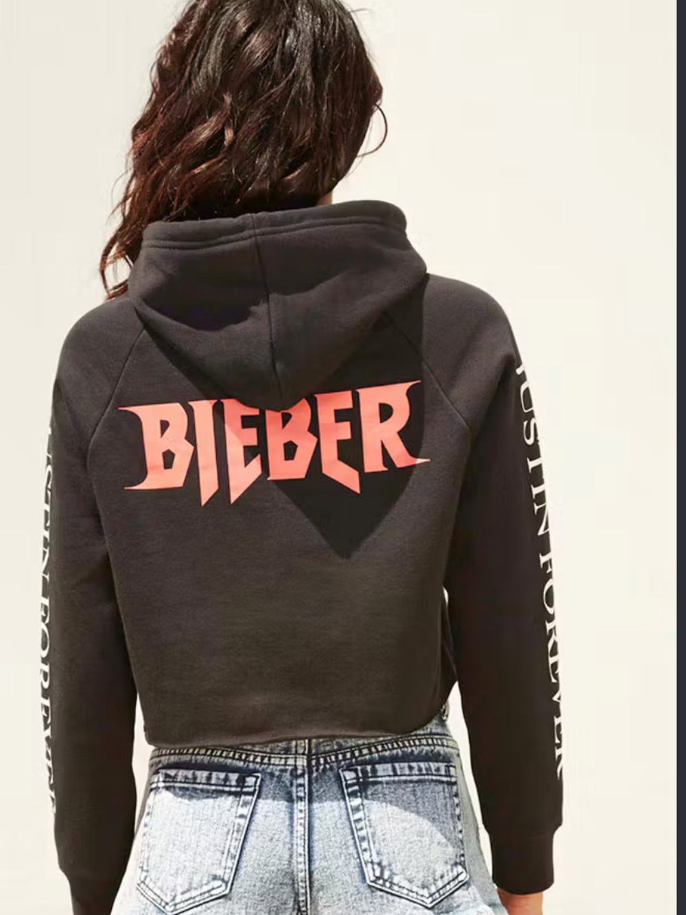 Justin Bieber Purpose Tour 2016 Black Cropped Hoodie S Bieber Merch